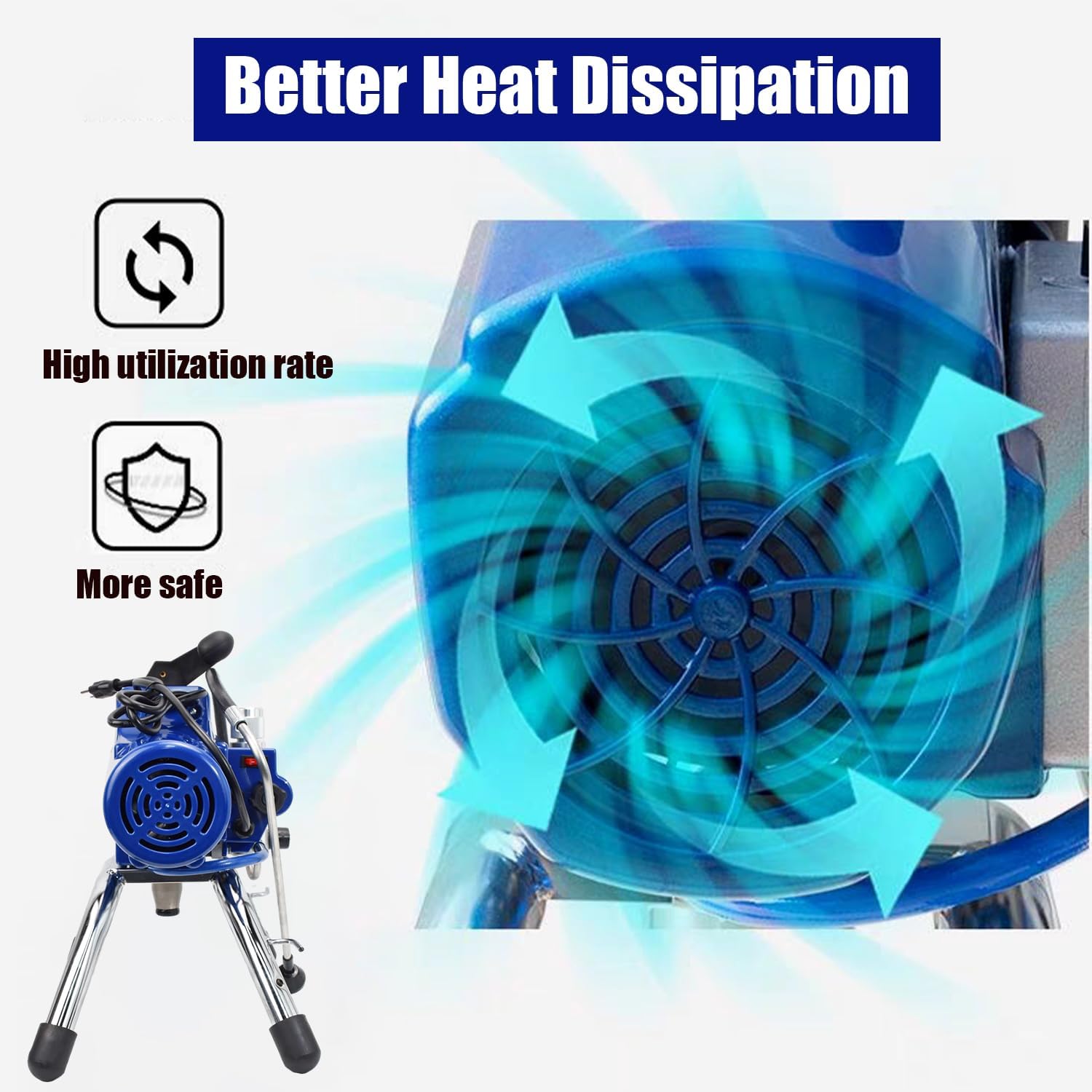 Stand Airless Paint Sprayer,3500W 3300PSI High Efficiency Electric Airless Sprayer for Home Interior Furniture DIY Projects Painting, with 33FT Spray Hose,Paint Gun and Extension Rod (110V)