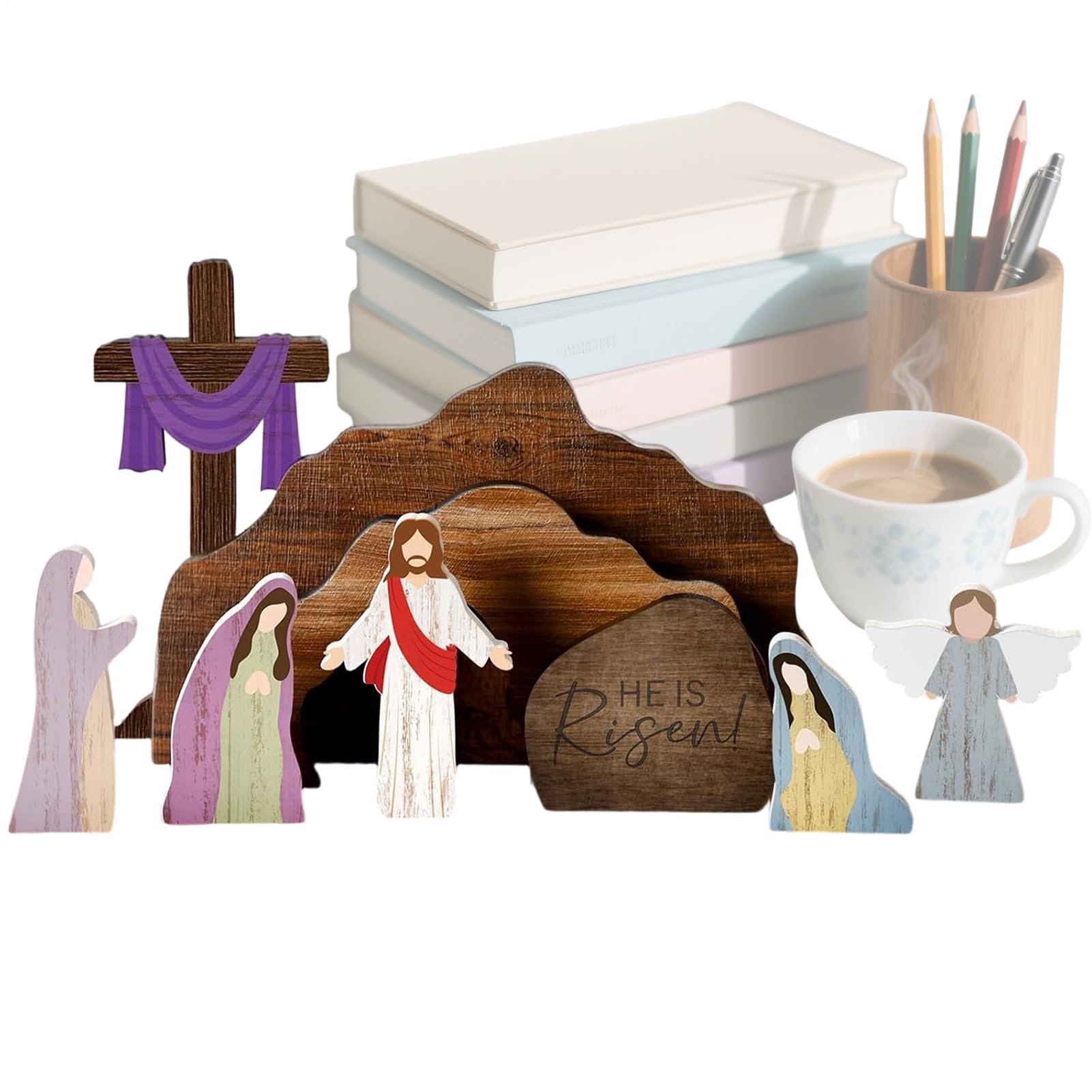 Ensemble de crèche de Noël en bois rustique pour sublimer votre table festive de maison