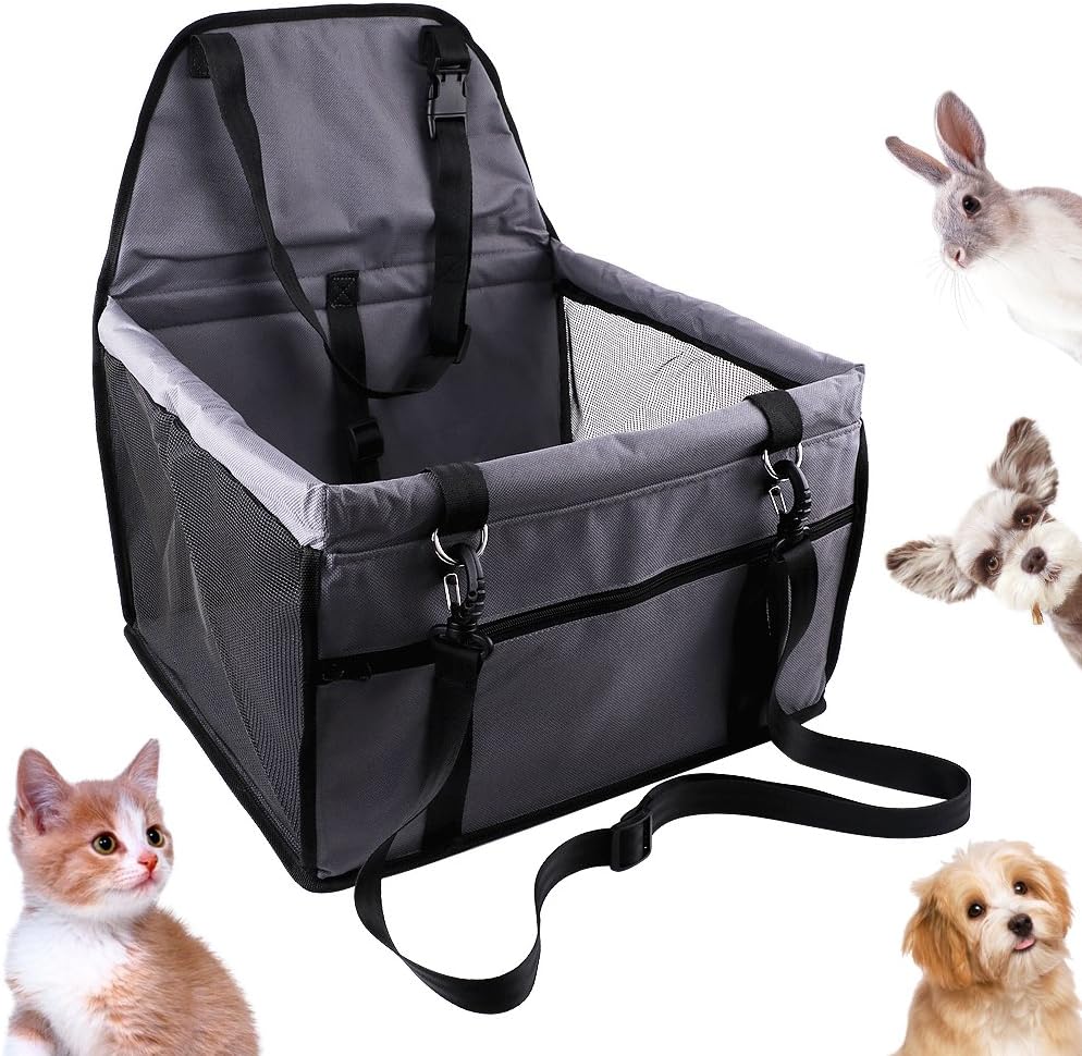 HankRobot Portable Dog Pet Car Seat Dog Cat Booster seat Foldable Bag Seat Belt Dog Carrier Safety Stable Puppy Kitty Travel Clip on…