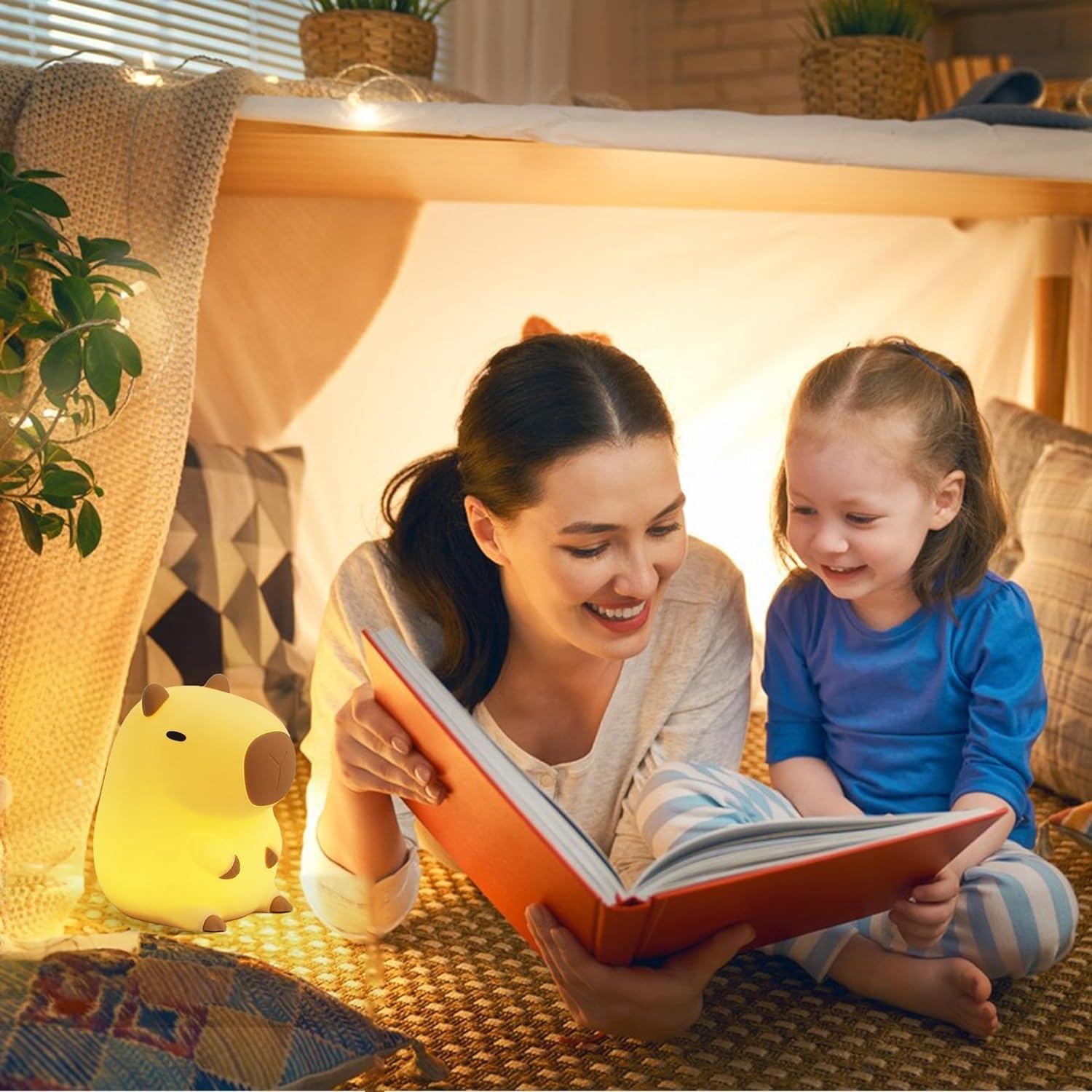 Lampki nocne z kapibarą, lampki LED z kapibarą, lampka z kapibarą ładowana przez USB, lampki nocne dla dzieci do przedszkola, silikonowa lampka nocna dla dzieci do sypialni, salonu i łóżka (B)