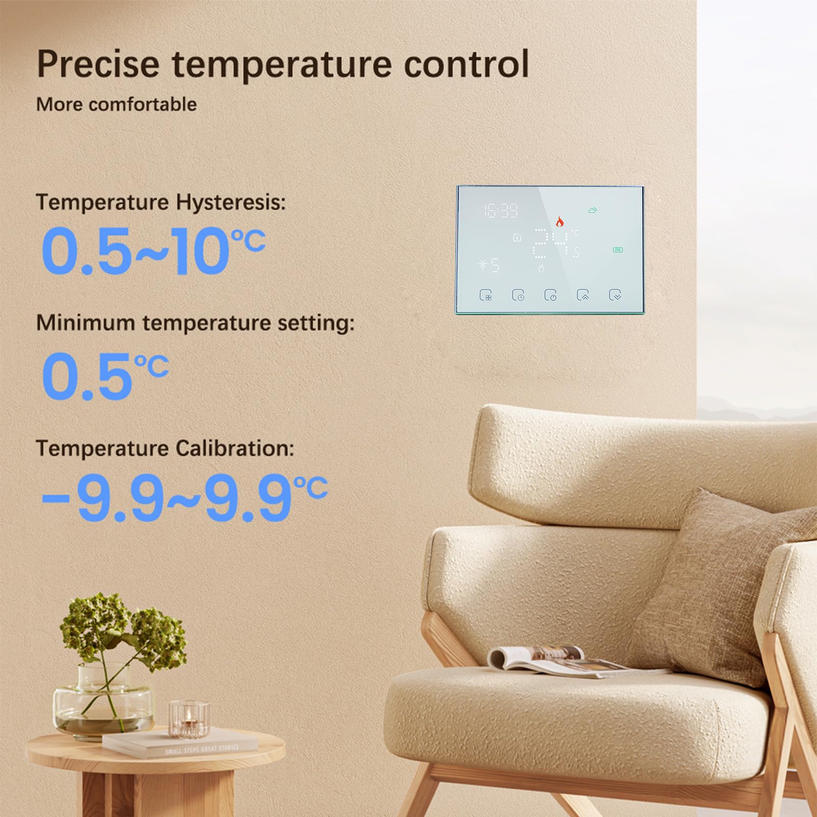 Contrôleur de température RF Smart WiFi sans fil pour chauffage au sol, fonctionne avec Alexa Google Home, batterie 16 A 2 AA