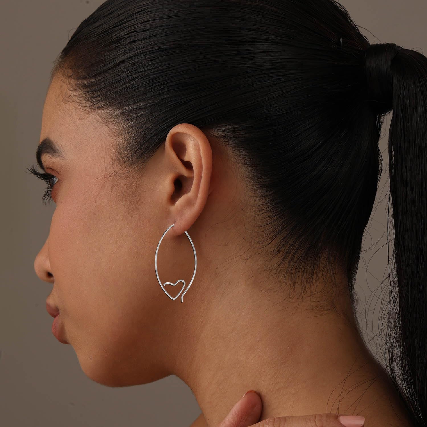 Charmsy Pull Through Earrings | 925 Sterling Silver Pull Through Hoop Earrings for Women | Wire Loop Threader Hoop Earring Jewelry Gifts | Open Earrings for Women - Image 2