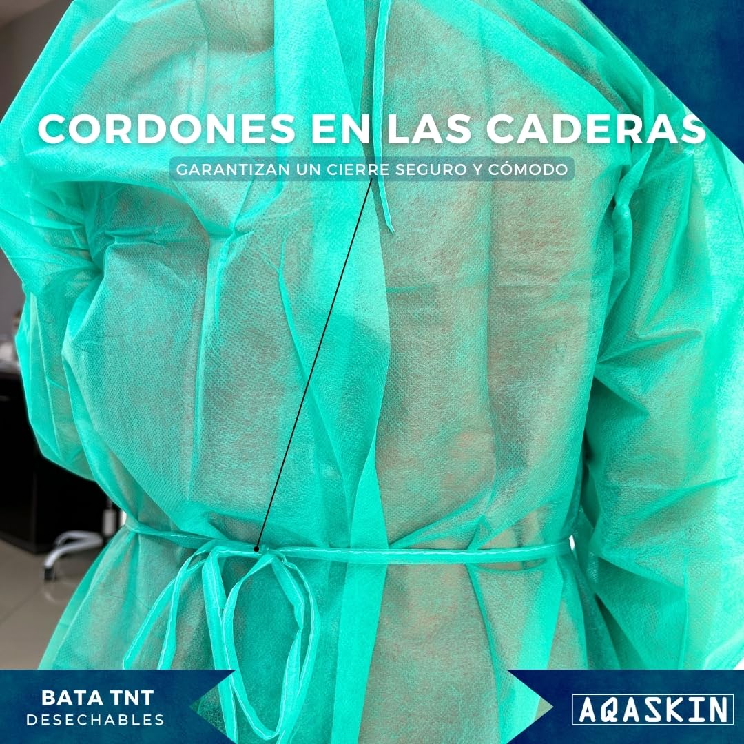 Camisa desechable en TNT 30g / mq, Camisas desechables profesionales con puños de algodón puro, Trabajo de bricolaje 100 piezas Azul