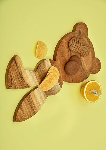 Miniatura 6 de Tabla de cortar de conejo de madera decorativa para cocina, bloque de carnicero de 15 pulgadas de largo x 7 pulgadas de ancho, plato para servir