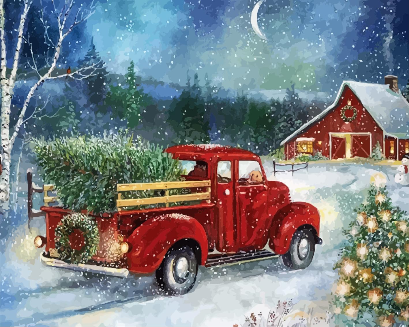 SOTYIOO Christmas Paint by Numbers for Adults, Truck Paint by Numbers for Adults Beginner Drawing Paintwork with Paintbrushes On Canvas Wrinkle-Free Canvas Acrylic Pigment Oil Paint 16x20inch