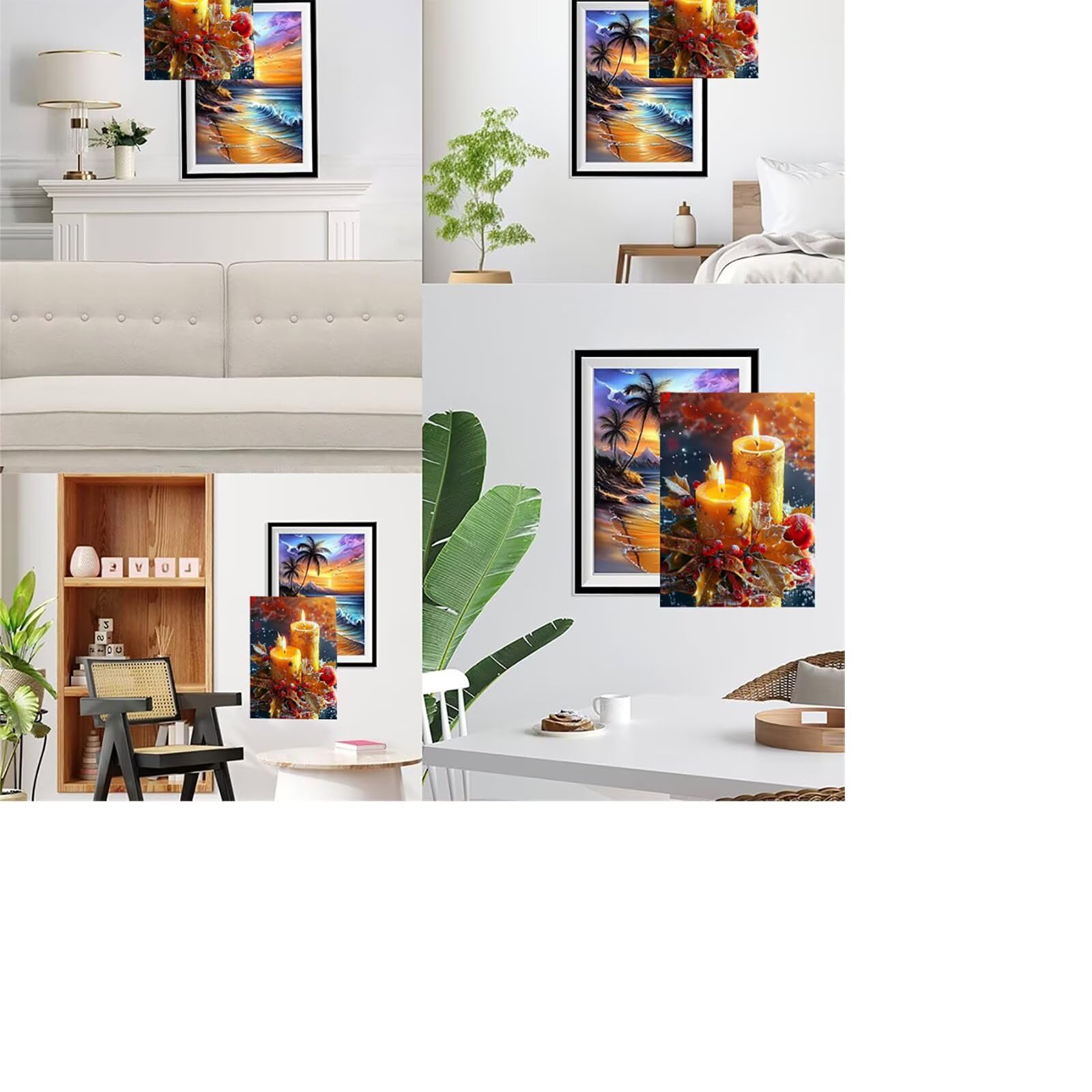 DIY Malowanie diamentami dla dorosłych Świeca 60 x 80 cm Diamentowy Zestaw do malowania diamentami 5D dla dorosłych, Diamenty Crystal Art do dekoracji ścian domu salonu, prezent dla kobiet FG-879
