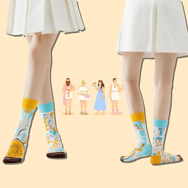 Calcetines Divertidos Unisex para Mujer y Hombre con Diseños Asimétricos en Par - Temas Animales, Comida, Fruta, Deporte y Arte en Algodón - Ideal para Regalos - 2