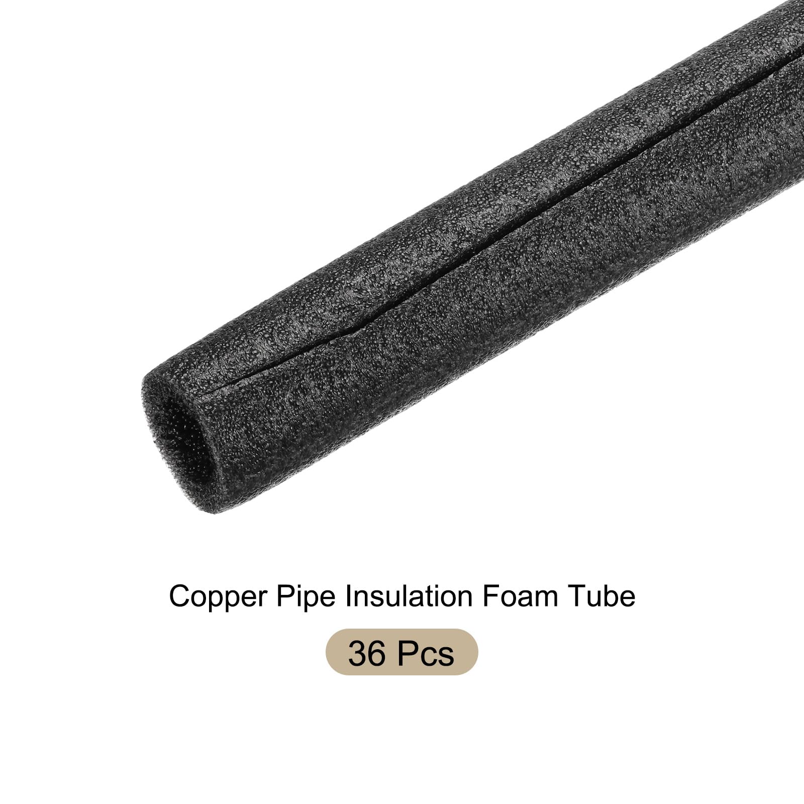 36 Piezas De Tubo De Espuma Para Aislamiento De Tuberías 1-1/16" ID X 1.65" OD 3.3 Pies Tubos De Espuma Para Conservación De Calor [Para Protección Contra] - 27mmx42mm/Negro
