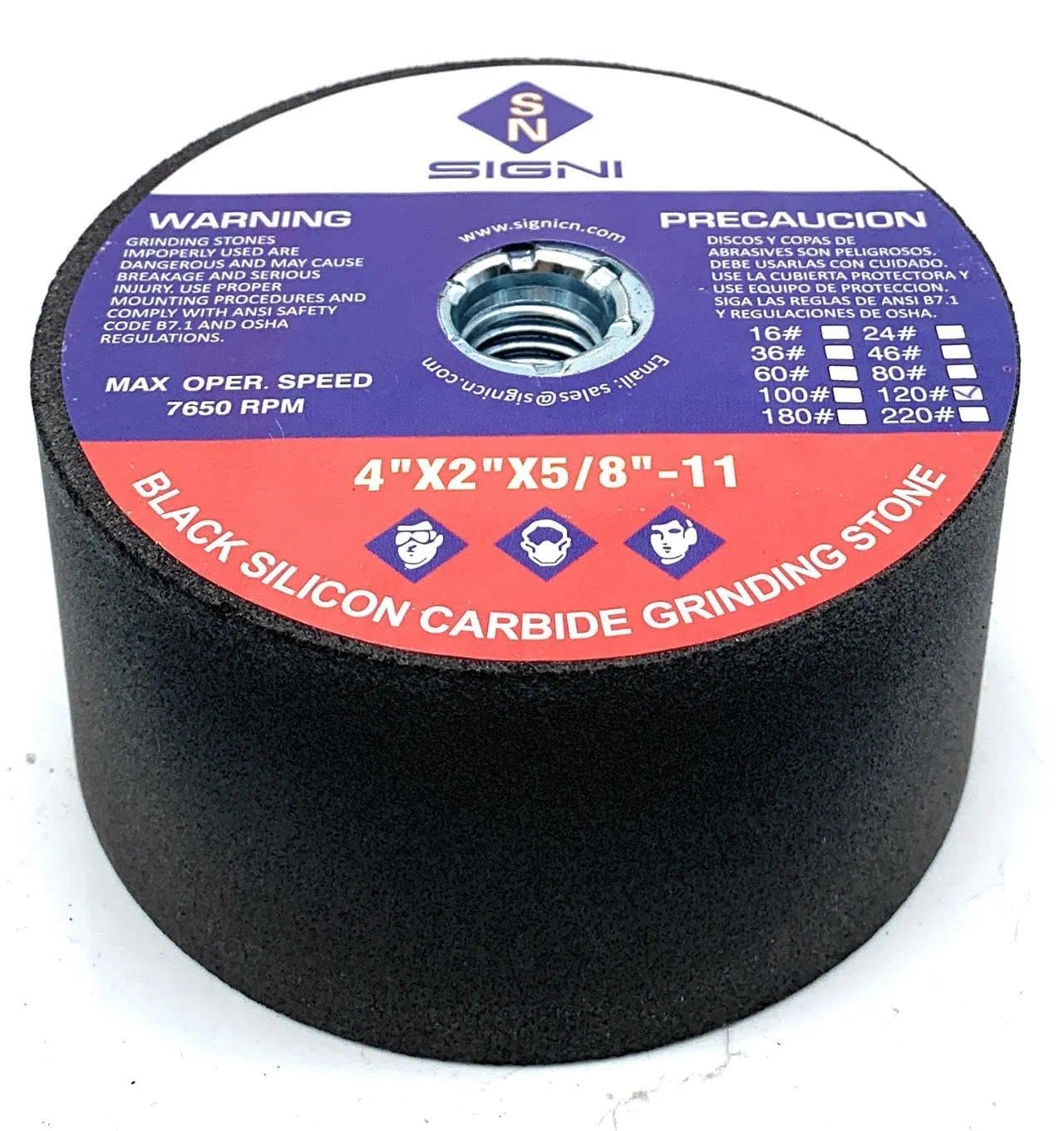 SIGNI 4 inch Silicon carbide Grinding Stone with 5/8 arbor for grinding masonry (120 Grit)