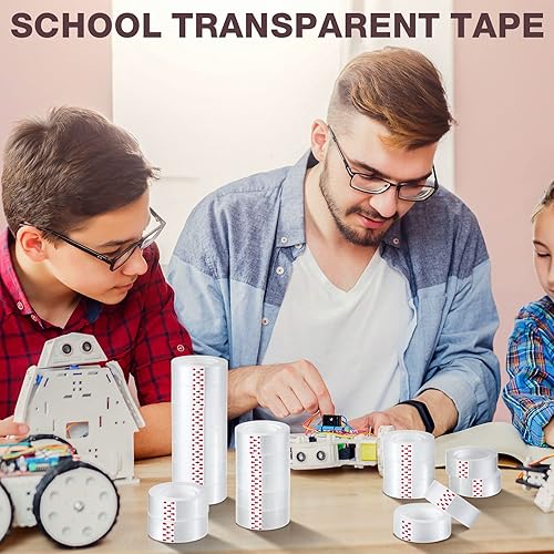 Miniatura 6 de Pasimy 96 rollos de cinta transparente a granel fuerte adhesiva transparente para dispensador, oficina, hogar, escuela, pared, alfombra, 34 x 1000