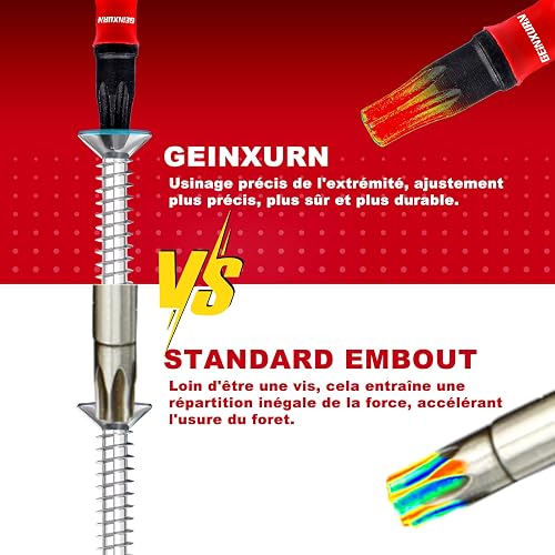 Geinxurn 68 Pieces Impact Screwdriver Bit Set (PH, TX, PZ, SL, hex), 1/4 inch Hexagonal Shaft S2 Alloy Steel 25/50/75/150 mm Bit Tips with 1Pc 75 mm Magnetic Bit Holder - 5