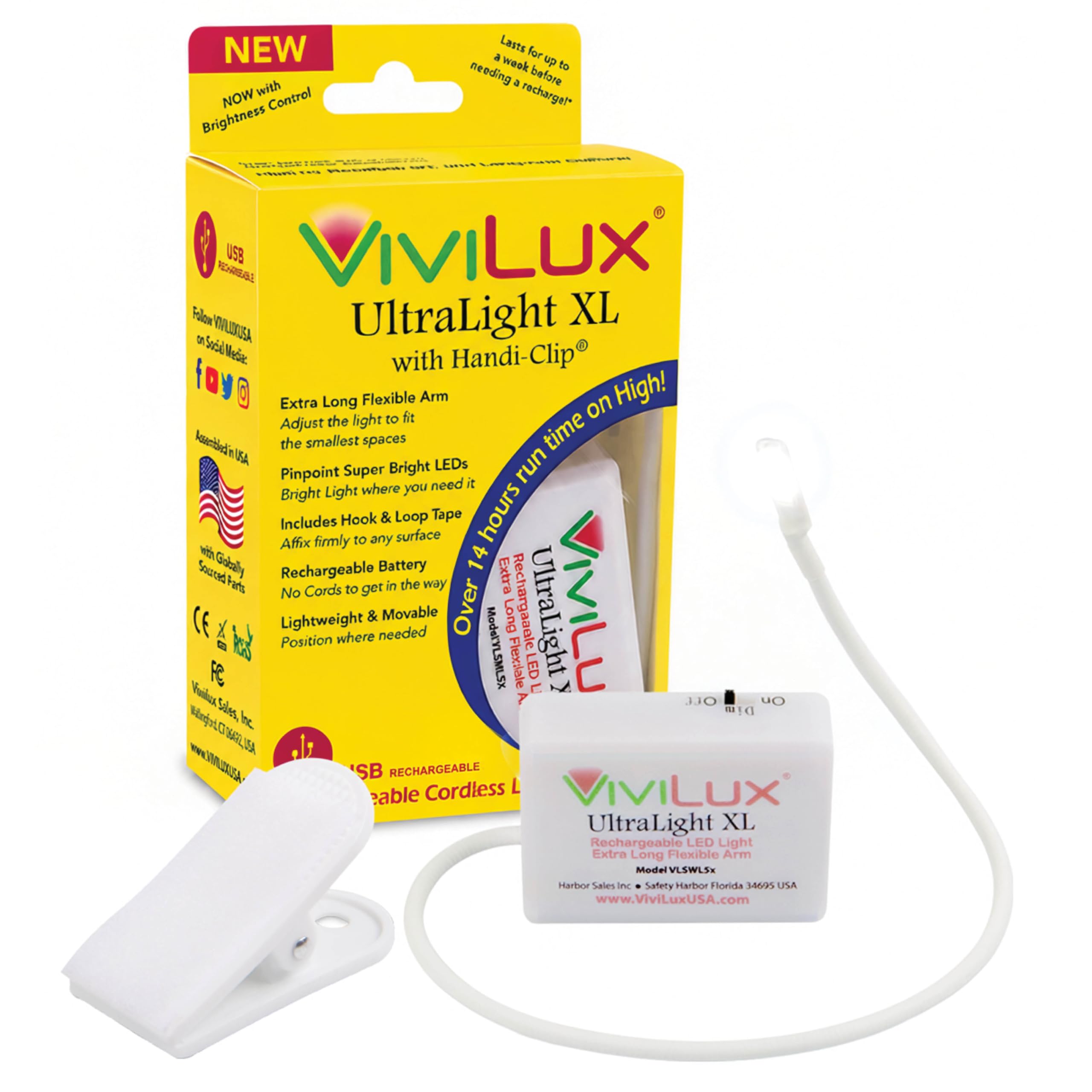 ViviLux Cordless XL LED Sewing Light, 1500 Lumen LED, Extra-Long Gooseneck