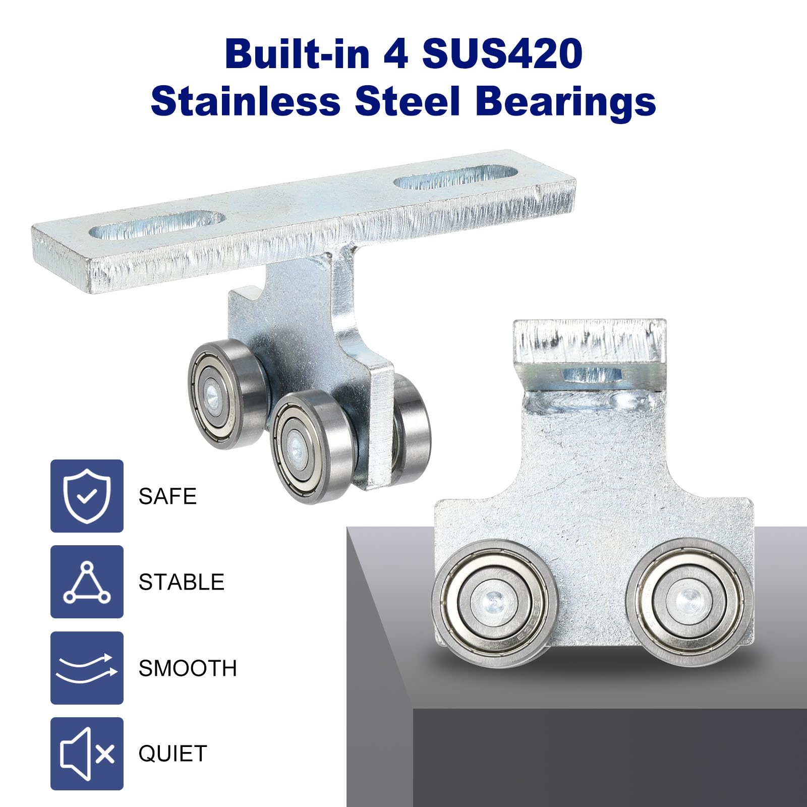 PATIKIL 2pz Elettrico Paranco Carrello con 4 Ruote Rullo Puntone Carrello Trave Carrelli Assemblaggio per Utilizzare con 1-5/8" Largo & Tutti 1-5/8" Più Alto Montante Canali, Lega Acciaio