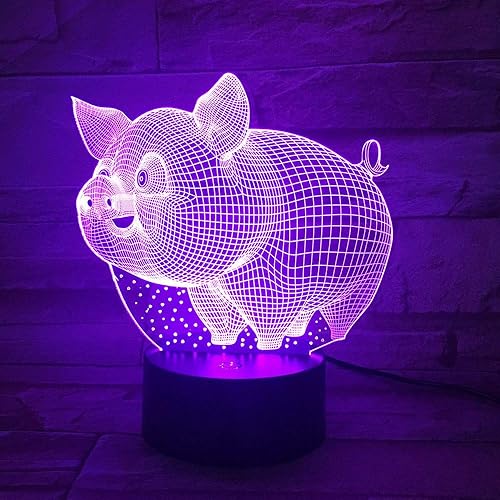 Miniatura 9 de Lámpara de decoración 3D de cerdo con control remoto, juguetes para habitación de niñas y niños, luz nocturna, regalos para niños y bebés
