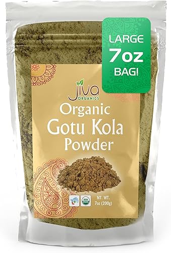 Jiva Organics Gotu Kola Powder (Centella Asiatica) 7 onzas (7.05 oz) - Crudo, vegano, sin OMG