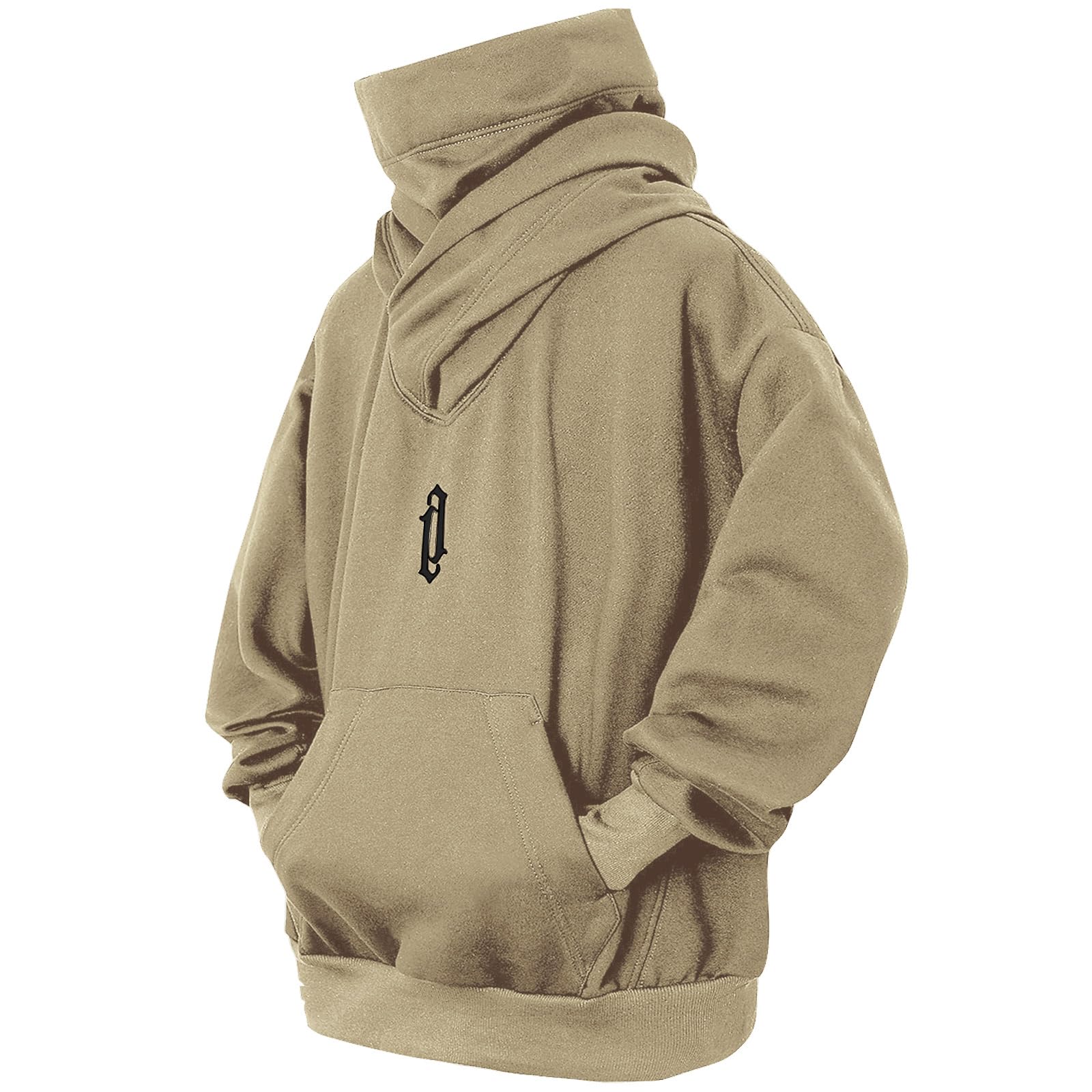 Eocicvvi Felpa Uomo con Cappuccio Collo Alto Pullover Hip Hop Stile Comoda Felpe Pile Hoodies Autunno Invernale Moda