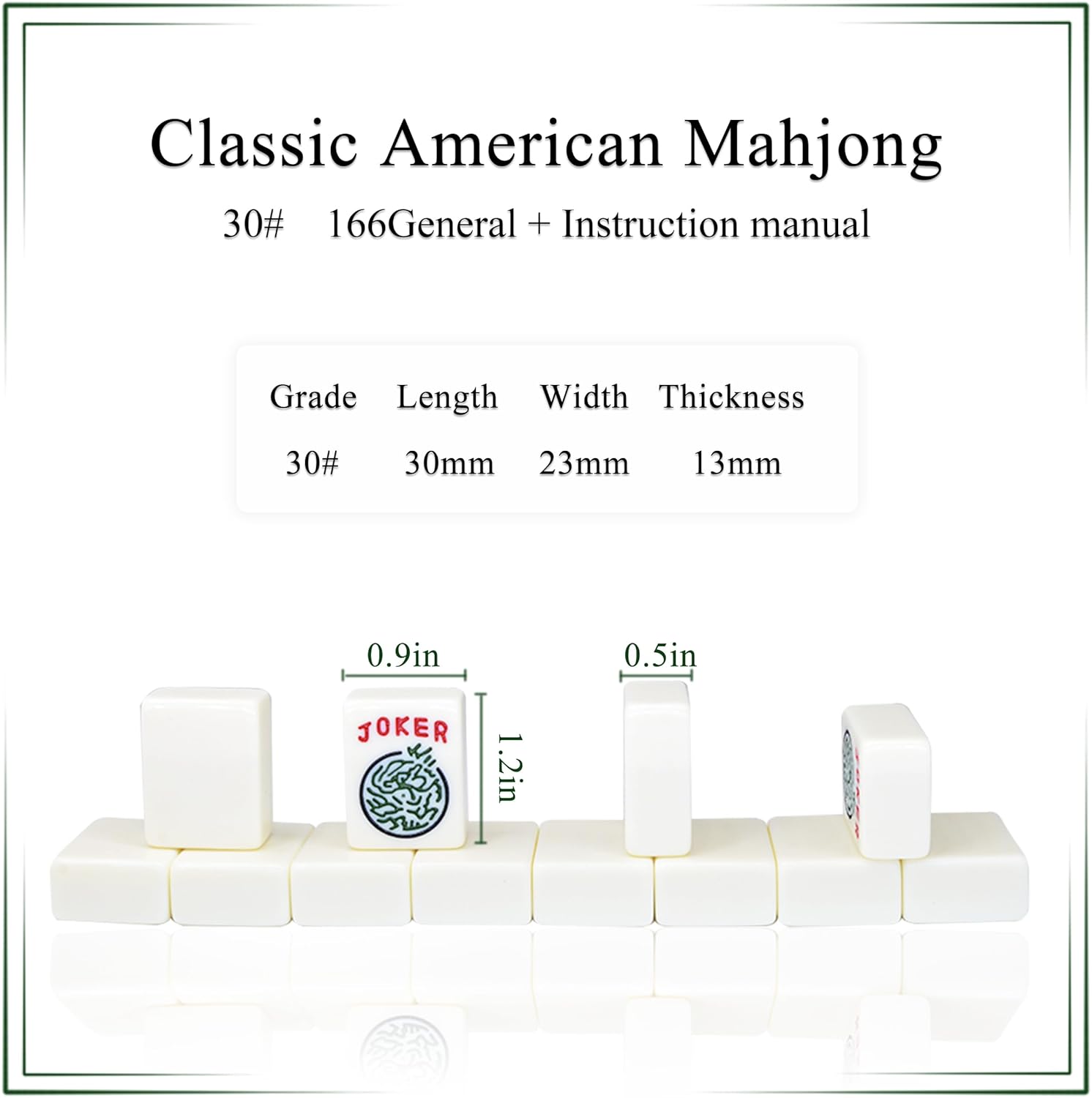 drizzle 1.2in Mahjong Set - 166 Medium Size Tiles with Instructions - American Table Game with Panda Bag - Home Family Dorm Party for Leisure Time - Mah Jong 麻将