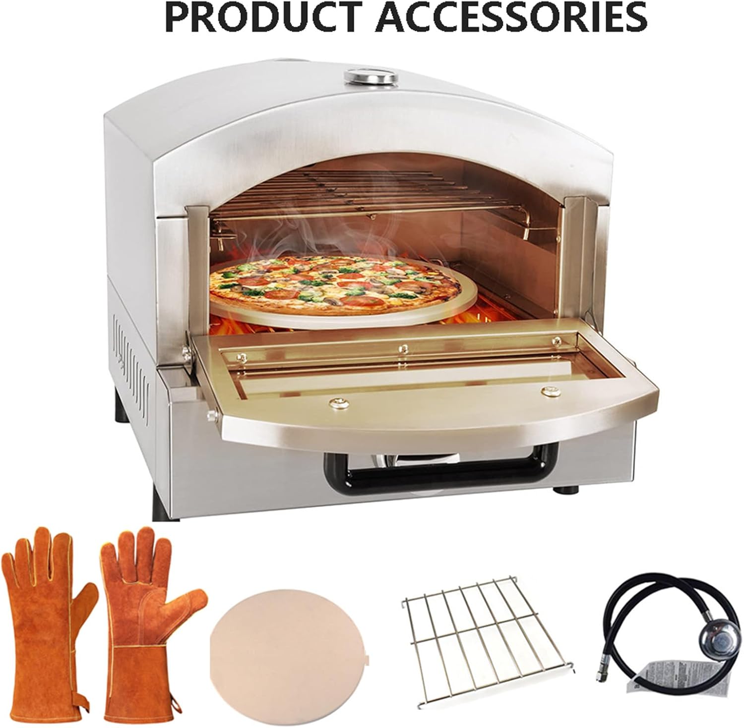 Double Deck Pizza Oven for Commercial, Portable Outdoor Pizza Oven, 38-430℃/100-800℉, Stainless Steel Pizza Maker, Drip Tray - Easy to Clean, Multipurpose Snack Toaster O
