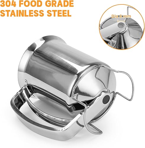 Miniatura 3 de Houzemann Dispensador de masa de acero inoxidable 2 en 1 de 27.1 fl oz con mango para apretar, vertedor de panqueques irrompible, herramienta de