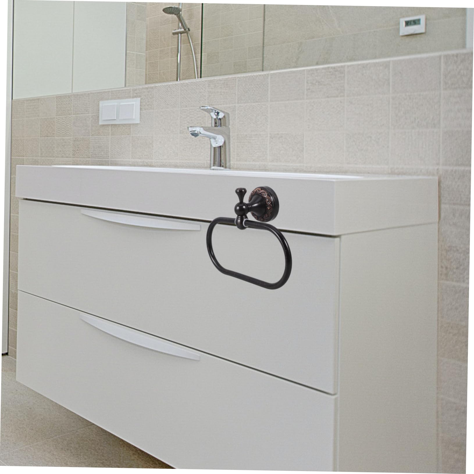Homoyoyo Anello Portasciugamani in Rame Portasciugamani a Forma Ellittica da Parete per Bagno Appendi Asciugamani Design Moderno per Casa e Cucina