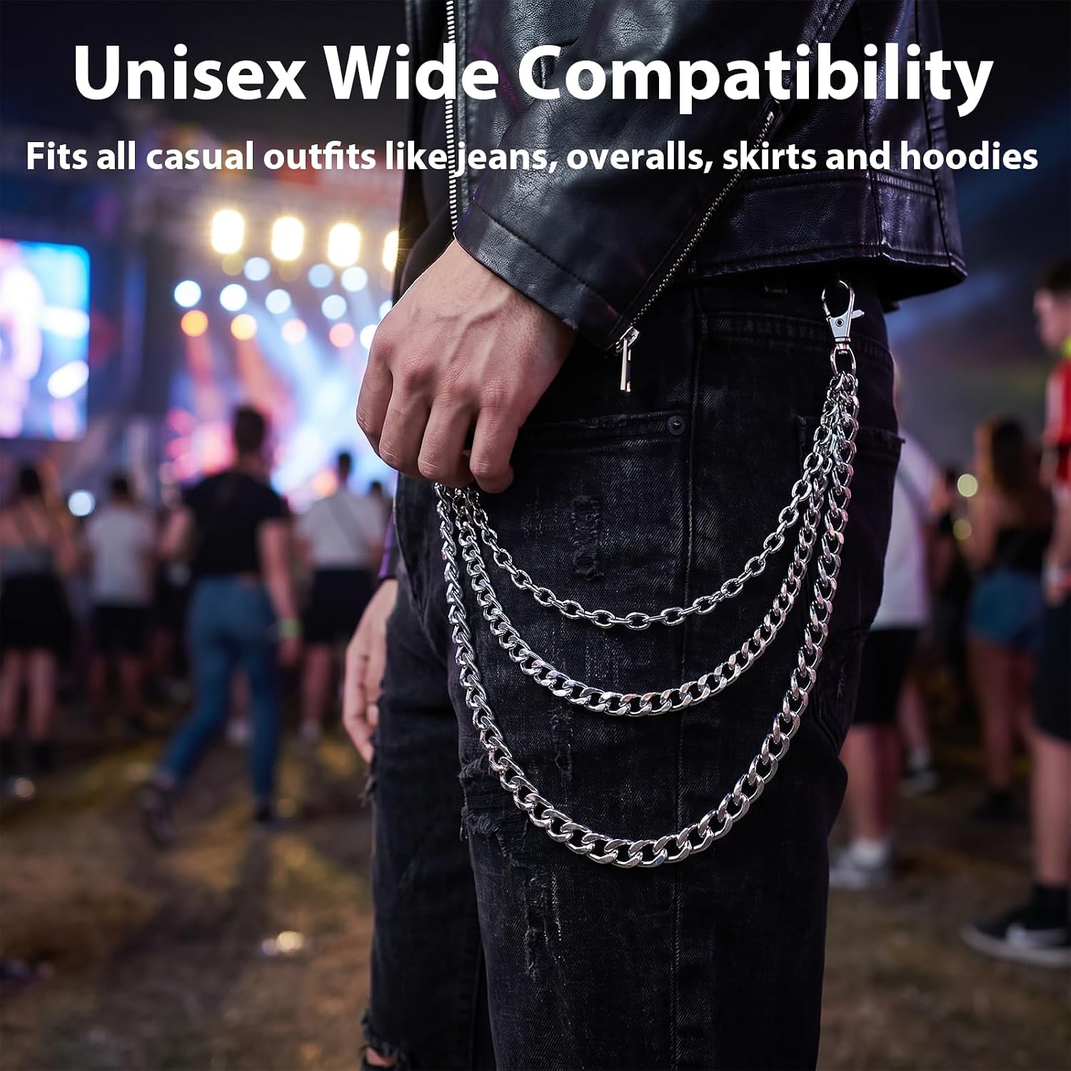 Chain for Jean Wallet Belt Pants Pocket Trousers Punk Emo Goth Hip Hop Men Women Eboy Egirl Accessories Silver