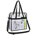 Oraben Clear Bag Stadium Approved 12x6x12 Clear Tote Bag with Removable Strap Clears Lunch Bag for Work Sports Festival (Main Pocket Only, Black)