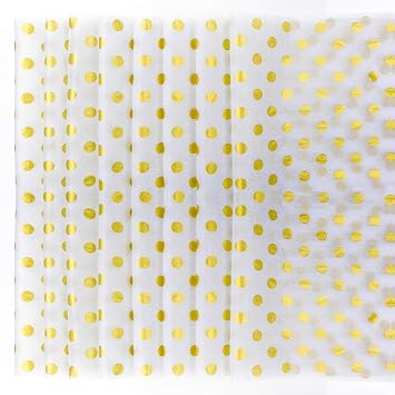 Teemico 50 Sheets Polka Dots Tissue Paper Gold Foil Dot Wrapping Paper Metallic Wrapping Tissue Paper Polka Dot Gift Bags Wrapping Paper, 20x 28 inches