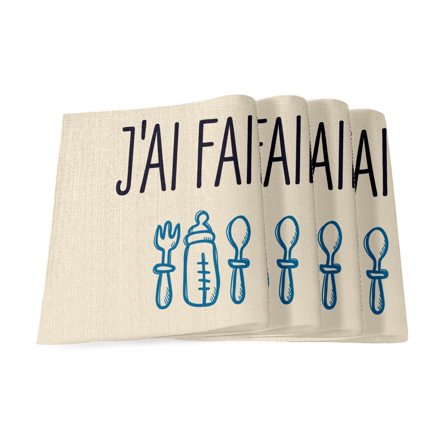 Sets de table en lin bébé lavables et grand format pour repas propre