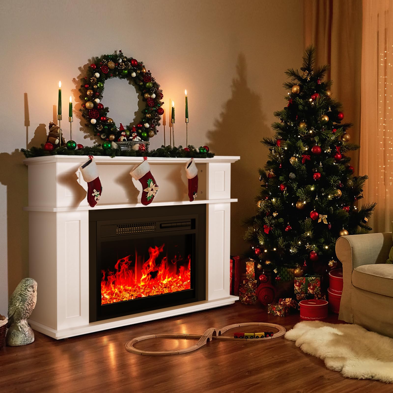 Electric Fireplace with12 Flame, 41" Mantel