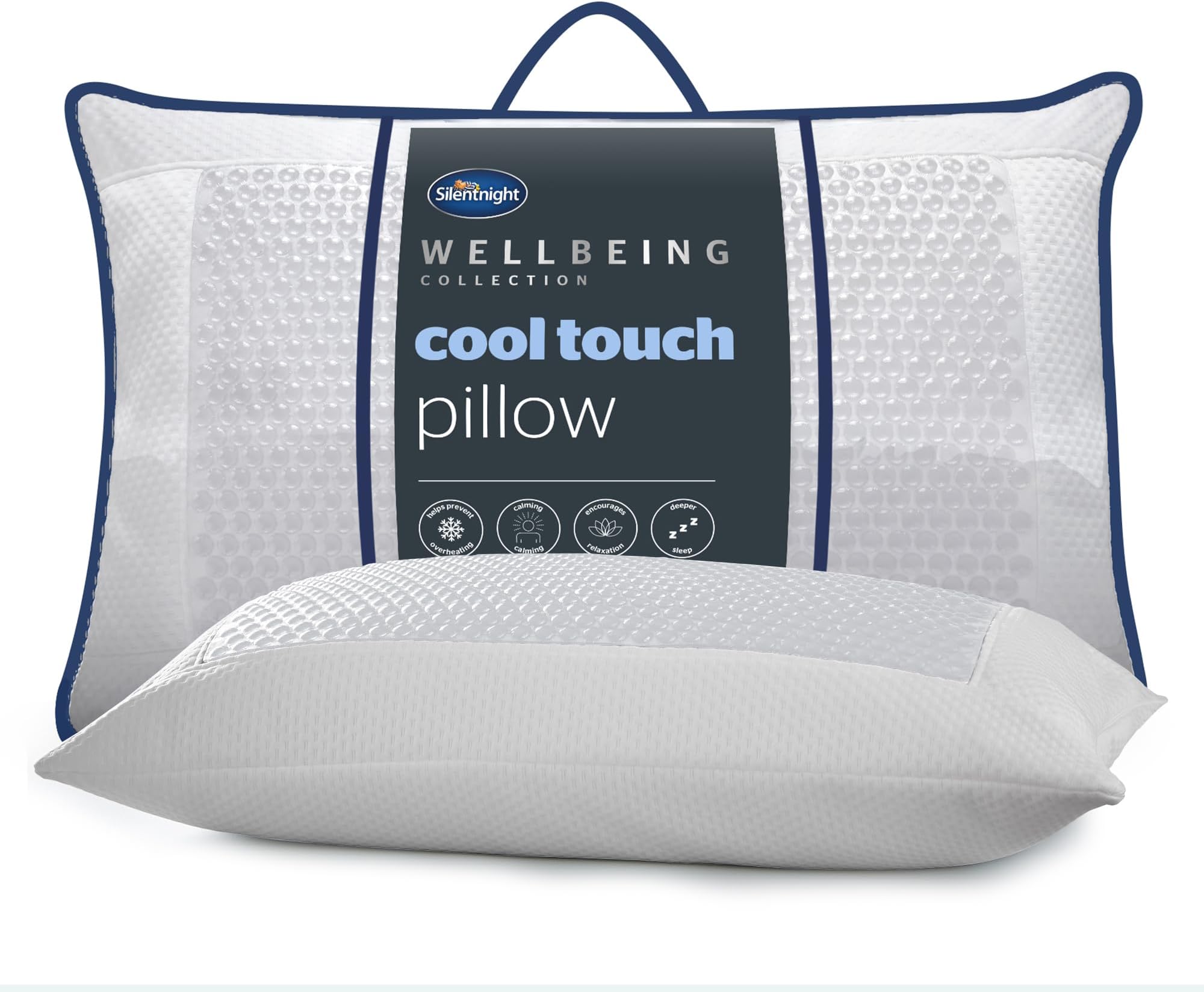 Silentnight Cool Touch Pillow - Cooling Pillow for Sleeping Cold Pillows Cool Gel Pillow Pad for Night Sweats Wellbeing Collection Cooling Pads, White