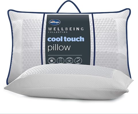 Silentnight Cool Touch Pillow - Cooling Pillow for Sleeping Cold Pillows Cool Gel Pillow Pad for Night Sweats Wellbeing Collection Cooling Pads, White