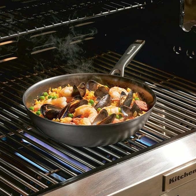 Wok KitchenAid NITRO Acero al Carbono 10 Pulgadas Negro miniatura 2