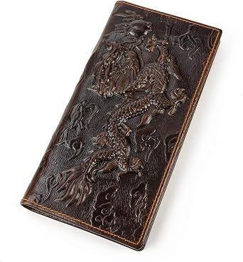 LUUFAN Mens Genuine Leather Long Wallet Chain Wallet Card holder Wallet with Coin Pocket