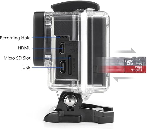Miniatura 5 de SOONSUN Carcasa de esqueleto abierto lateral para GoPro Hero 4 Negro, Hero 4 Silver, Hero 3+, Hero 3+, Hero 3 Cámaras con puerta trasera LCD táctil