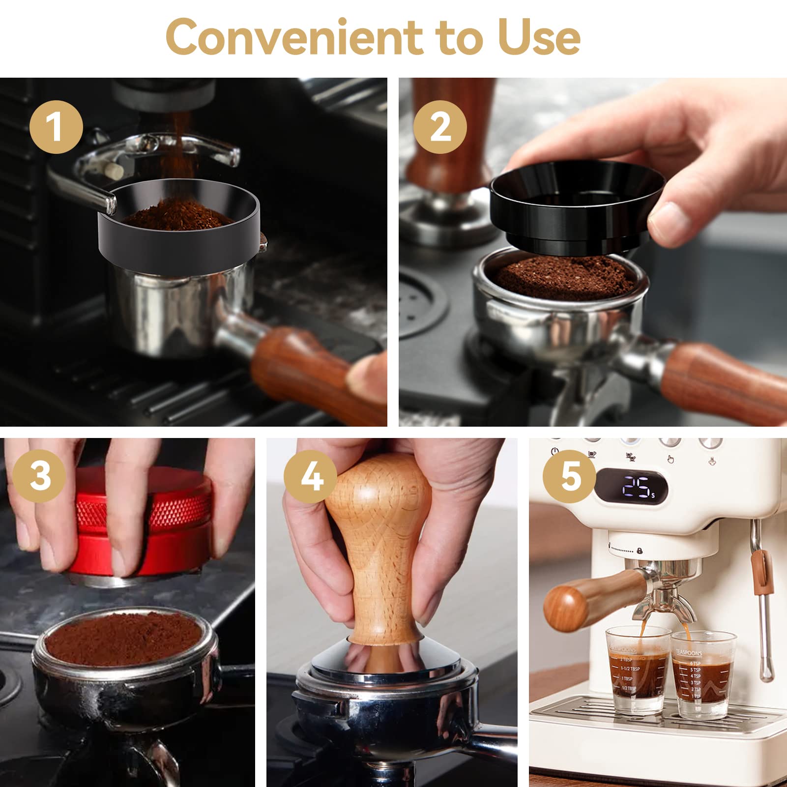 51mm Espresso Dosing Funnel, Aluminum Magnetic Coffee Dosing Ring Portafilter Funnel Replacement Espresso Accessories for Home/Cafe