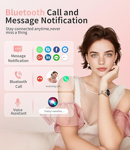 Miniatura 2 de SUNKTA Reloj inteligente para mujer (respuestahacer llamadas), reloj inteligente con pantalla curva de 1.27 pulgadas con monitor de ciclo