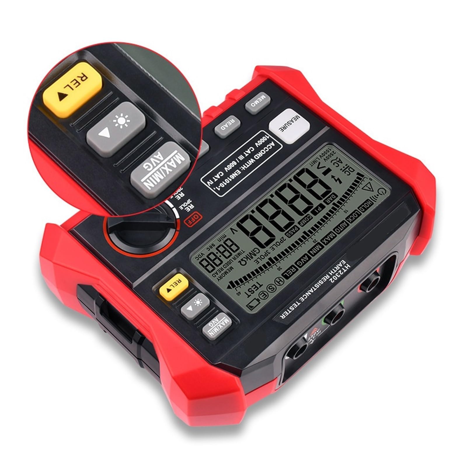Multimetro digitale, Tester di isolamento professionale HT2302, misuratore resistenza terra digitale for la sicurezza
