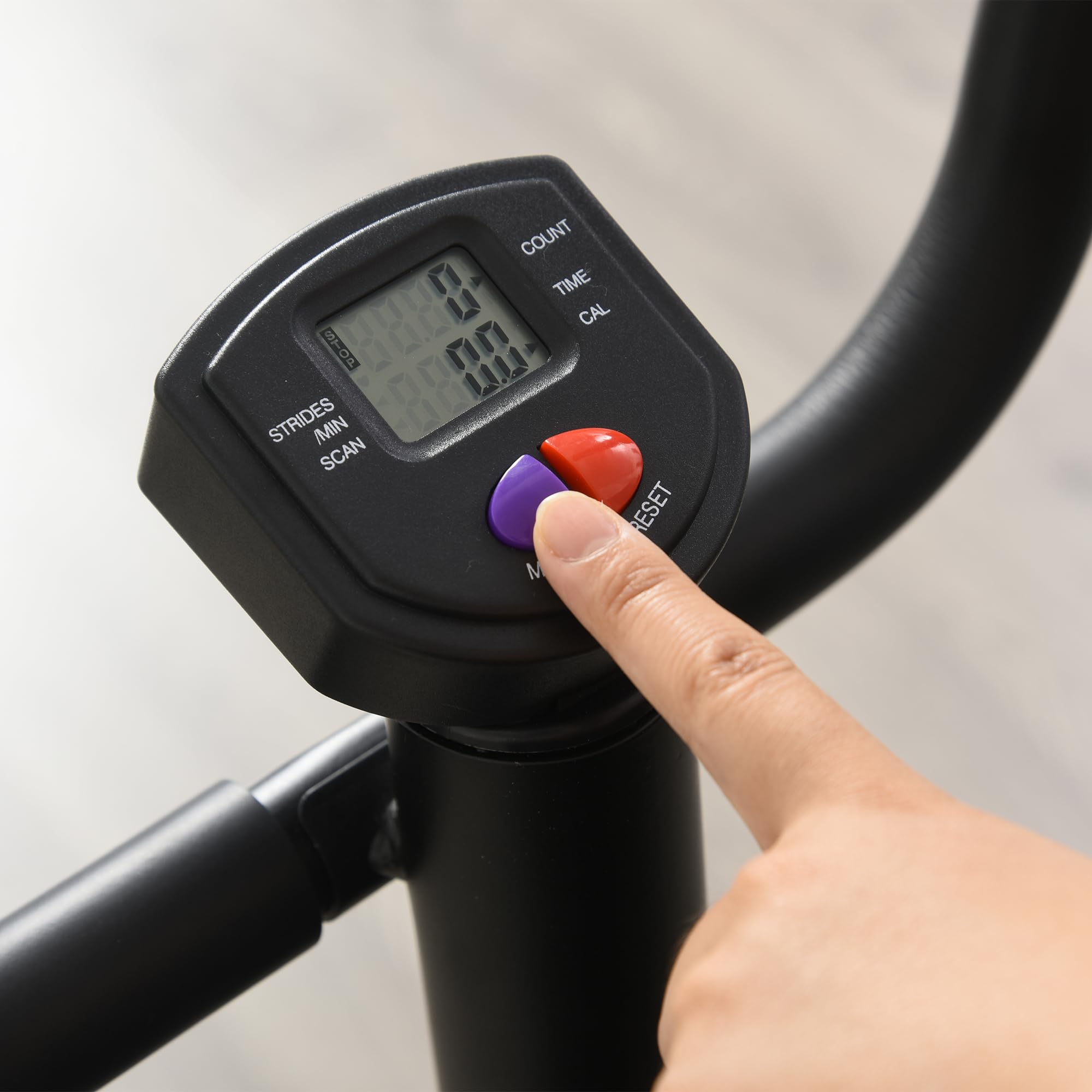 HOMCOM Stepper Sidestepper mit Haltegriff Heimtrainer LCD Display Trainingsbänder Stahl Grün+Schwarz