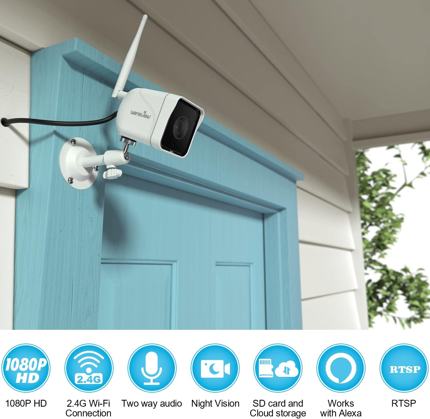 വാനുകൾview W6 camera mounted on an exterior wall