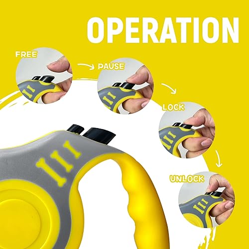 Miniatura 3 de Correa retráctil para perros pequeños y medianos, automática, telescópica, cinta para mascotas de 1016 pies, duradera y práctica, con asa