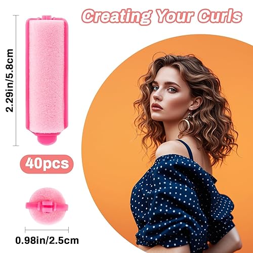 Miniatura 2 de 40 rodillos de espuma para el cabello, rodillos de esponja de 0.98 pulgadas para rizadores de cabello sin calor para cabello corto/largo, rizadores