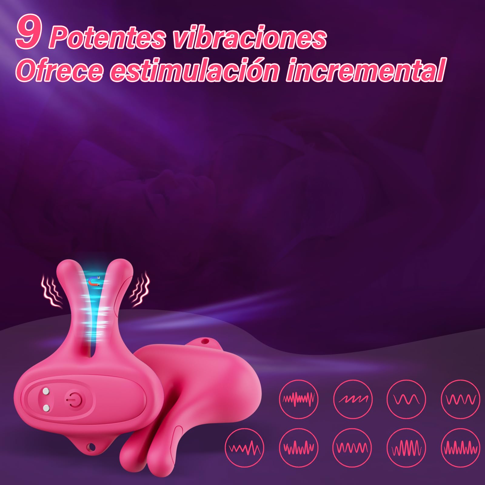 Juguetes sexuales vibratorios para pezones-Vibrador Conejo para mujeres, abrazaderas ajustables para pezones con 9 modos de vibración, vibrador magnético para pezones para BDSM para mujeres y parejas