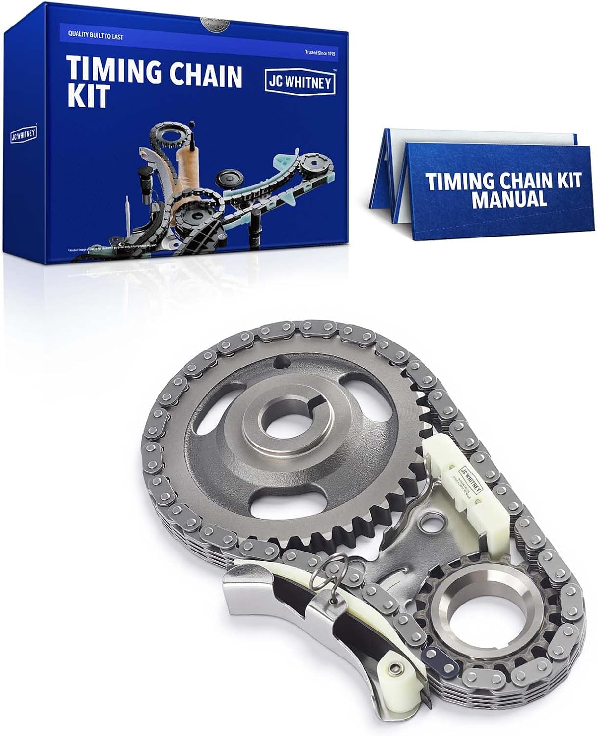 JC Whitney JFBAJCWTCK00060 Engine Timing Chain Kit with Tensioner - Fits OHV L4 2.2L - Compatible with Chevrolet Cavalier 94-02, Beretta 94-96, GMC Sonoma 94-03