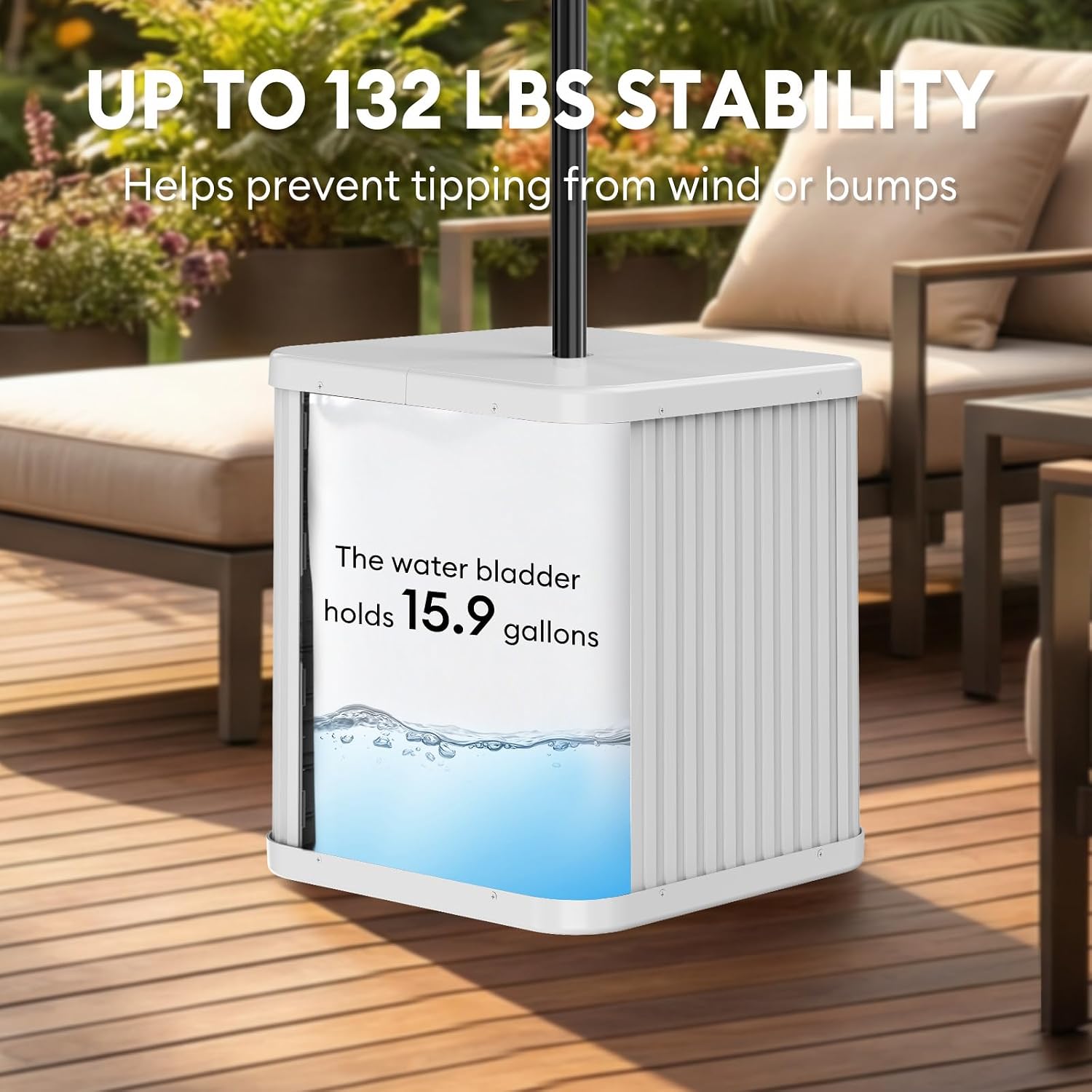 Outdoor Umbrella Side Table, 2 in 1 Patio Table with Umbrella Hole