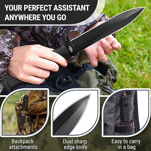 Miniatura 8 de Cuchillo de caza con vaina de supervivencia para hombres  mejor cuchillo táctico de camping caza senderismo  Cuchillo táctico  Cuchillo de