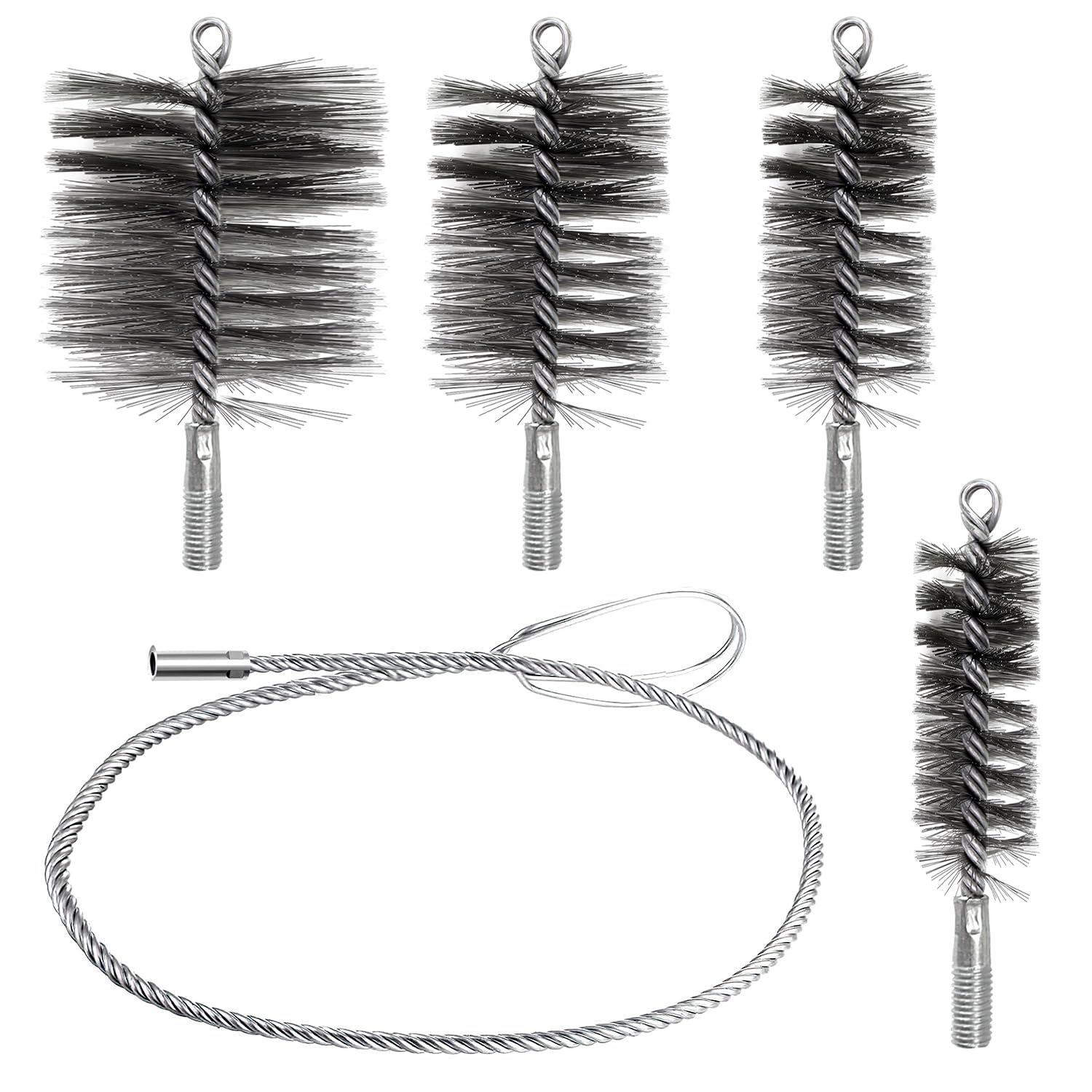 Cepillo de Caldera, Cerdas Fuertes Fácil de Usar, Cepillo de Limpieza de Tubos Limpieza de Tuberías y Eliminación de Oxido, Cepillo para Tuberías para Chimeneas y Tuberías 30mm 50mm 80mm 150mm (1)