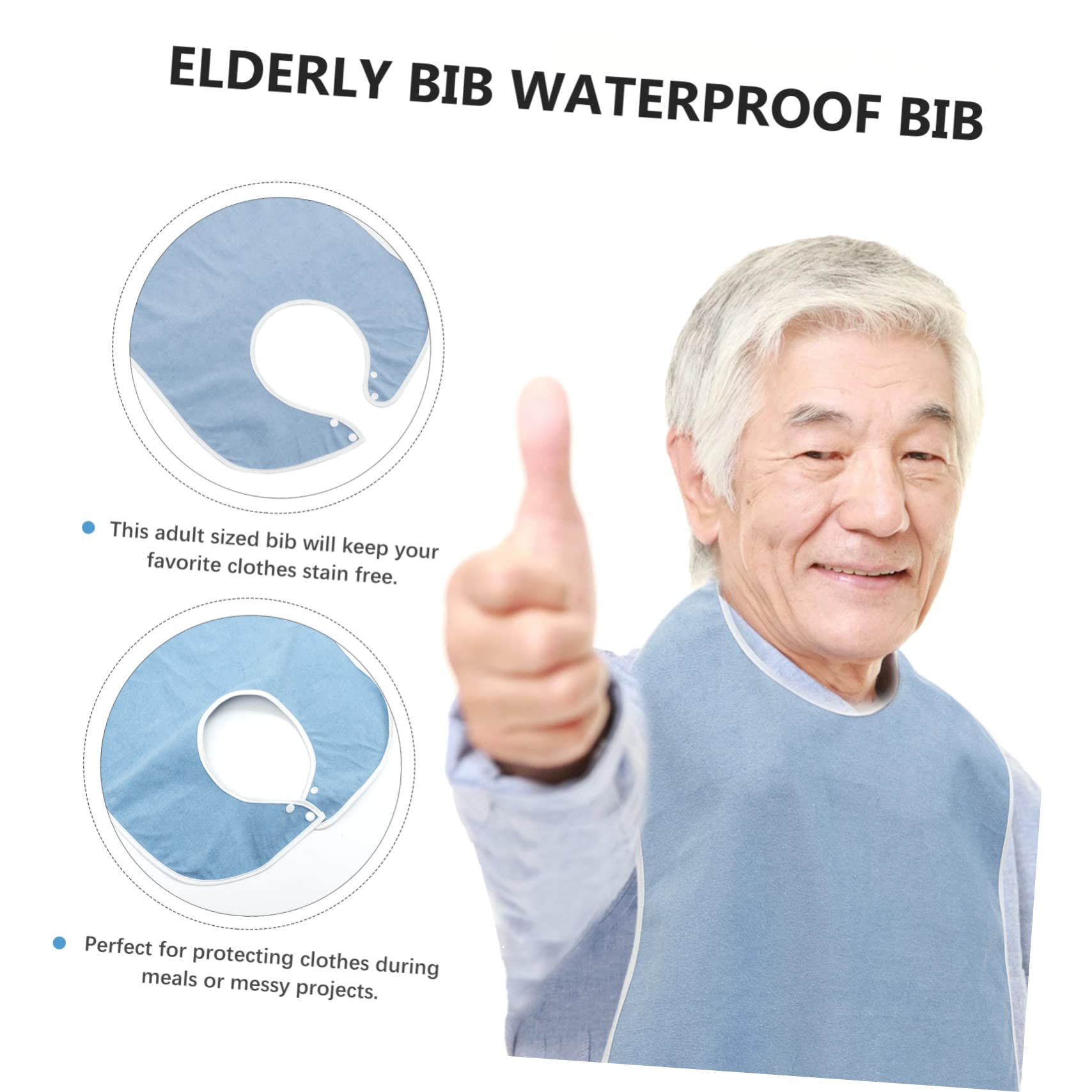 Beaupretty Baberos de enfermería para adultos babero recoge migas s para adultos mayores adulto s reutilizable protector de tela toalla Blue