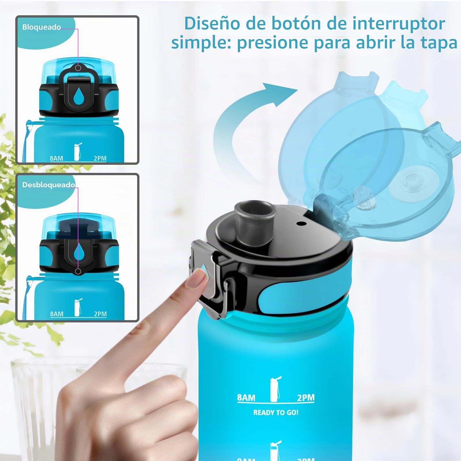 Vikaster Botella agua, Botella 500ml, sin BPA,