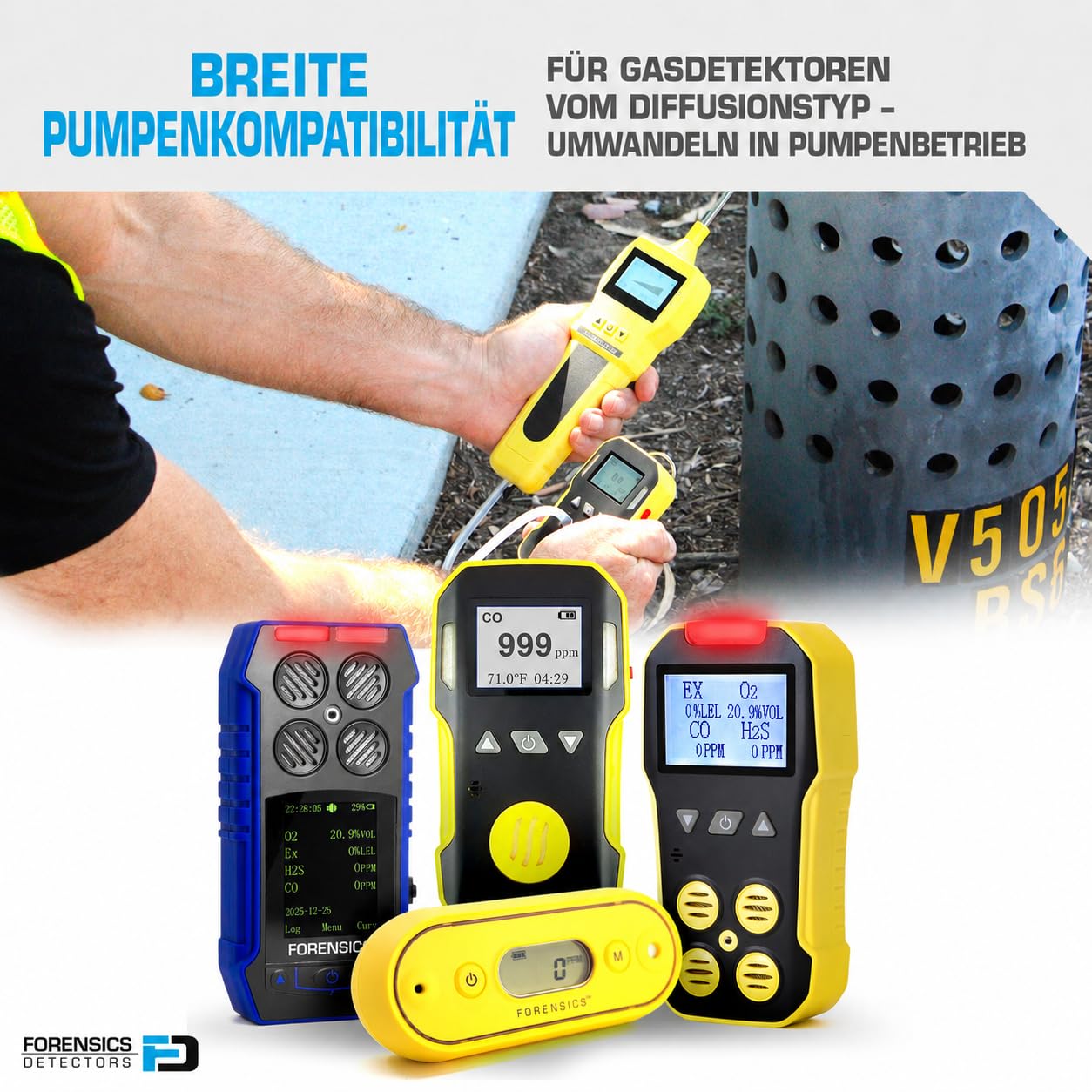 Forensics Gas-Sampling Pumpe | Li-Ion Akku 1500Mah mit USB Aufladen