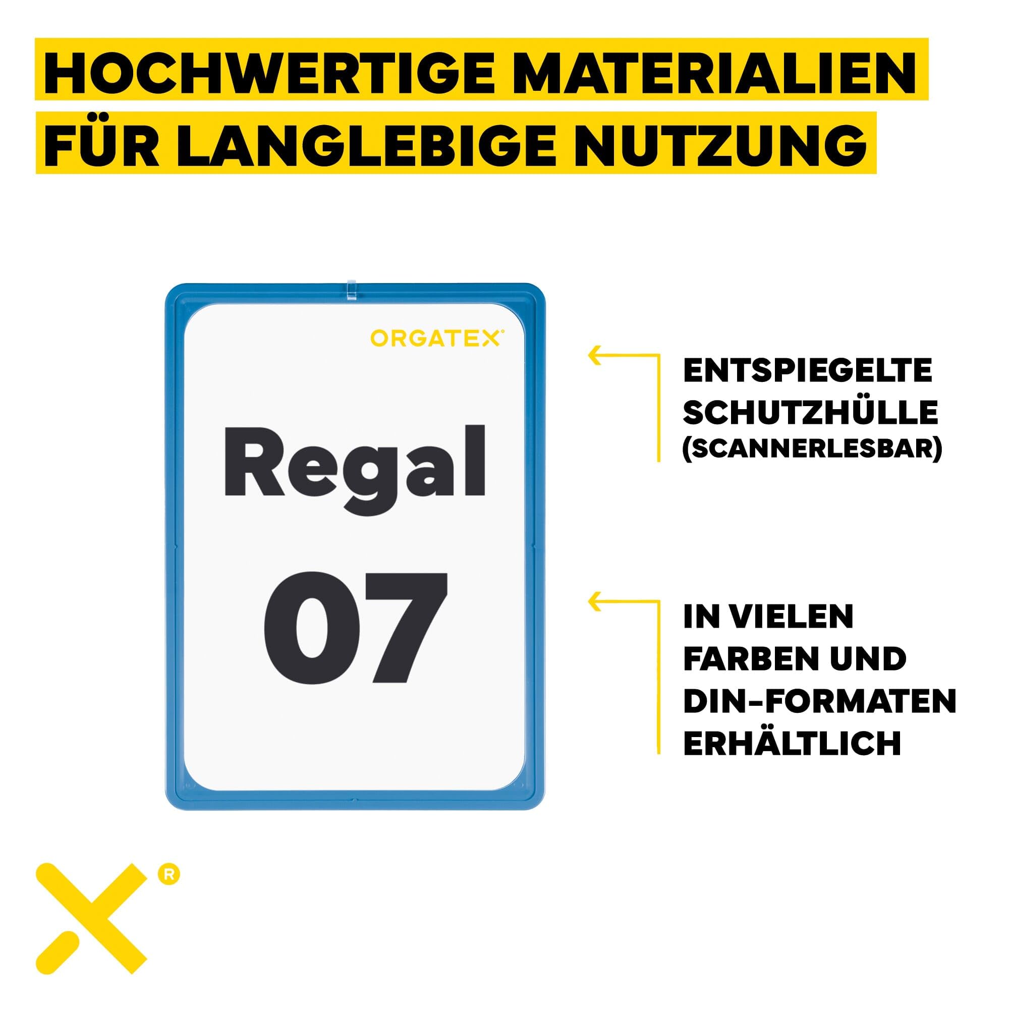 Plakatrahmen DIN A4 I Kunststoff Bilderrahmen A3 mit transparenter Hart-PVC Schutzhülle I Plakatrahmen Lager zur Lagerkennzeichnung im Hoch- & Querformat I Posterrahmen 5 Stück | Blau